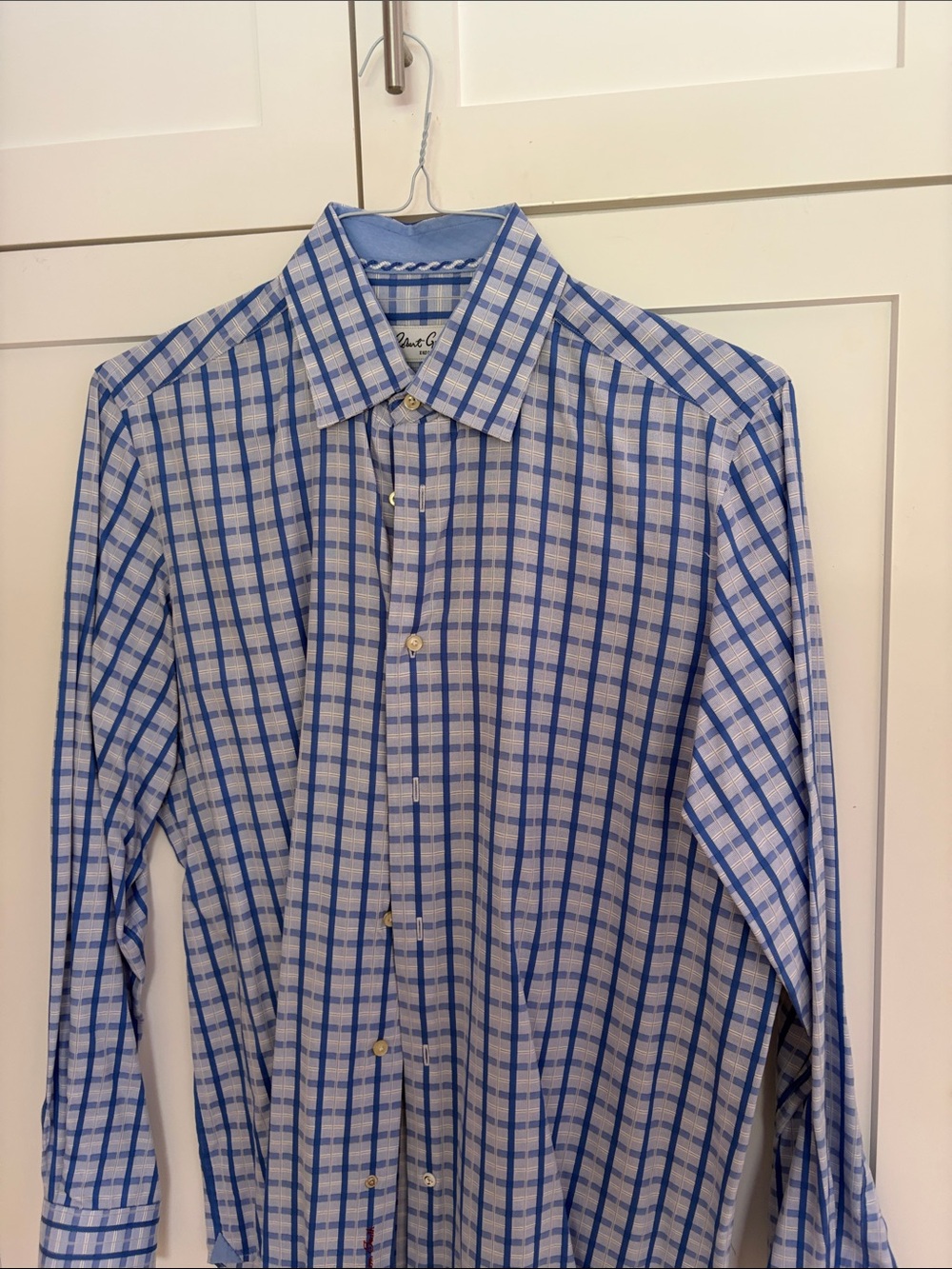 Robert Graham Blue and White Checked Dress Shirt